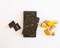 Belovd Golden Chai Chocolate Bar, pieces and ginger