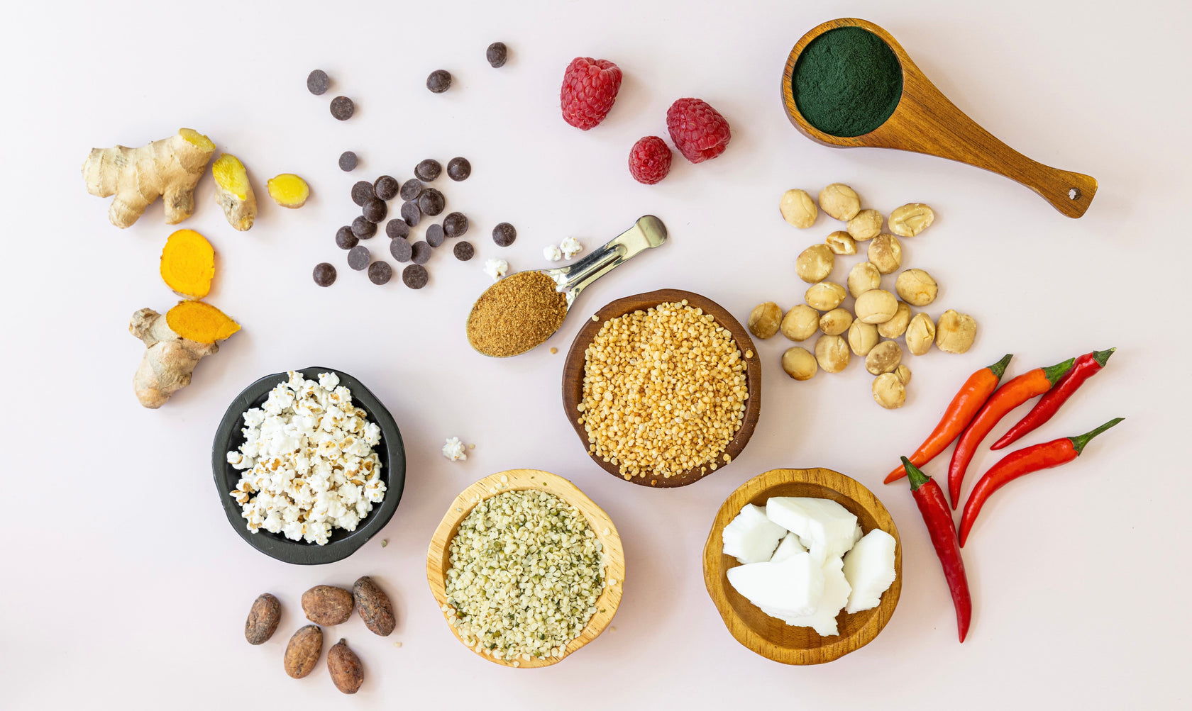 assorted real ingredients in BELOVD chocolate