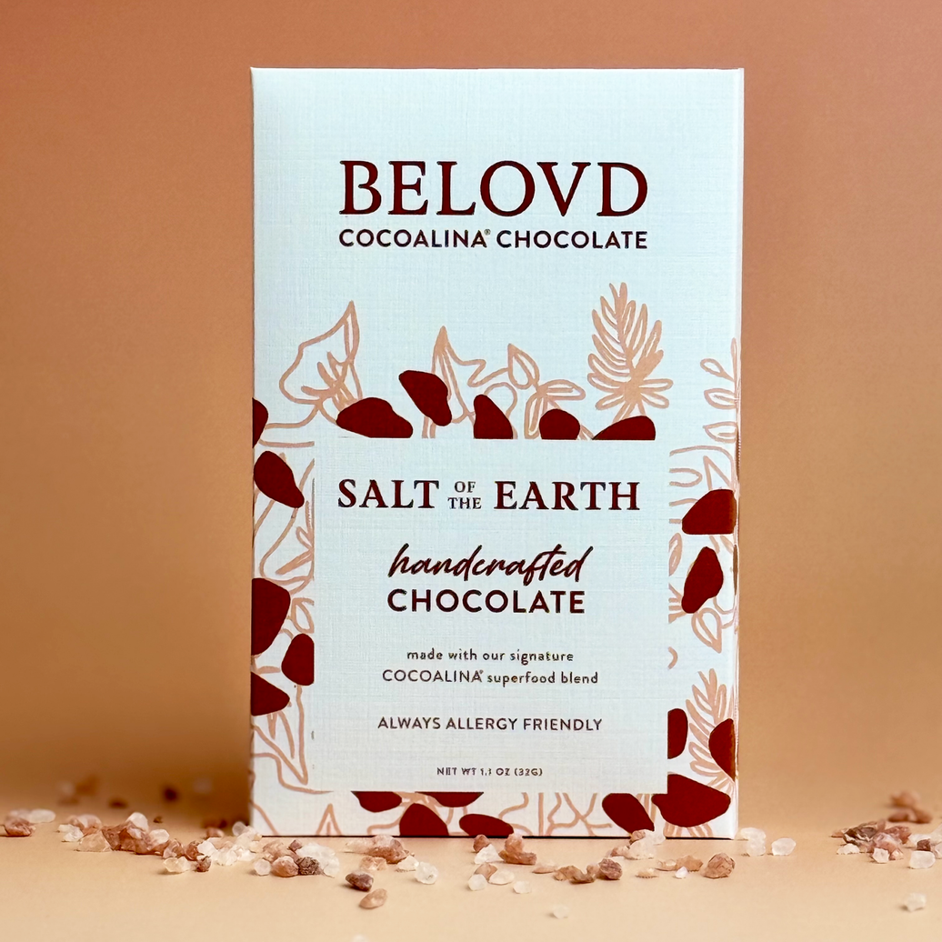 Belovd Salt of the Earth Chocolate Bar in packaging