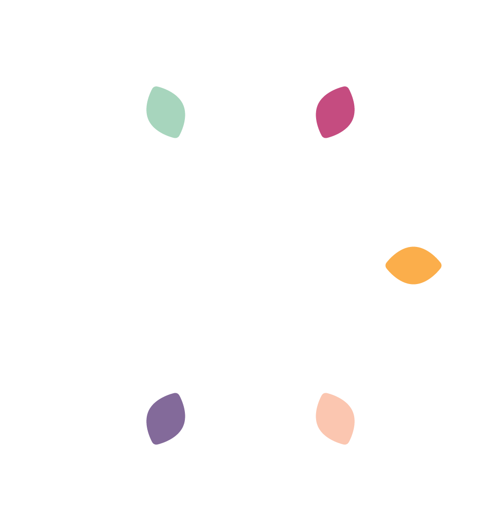 colorful leaf shaped stickers on white flower